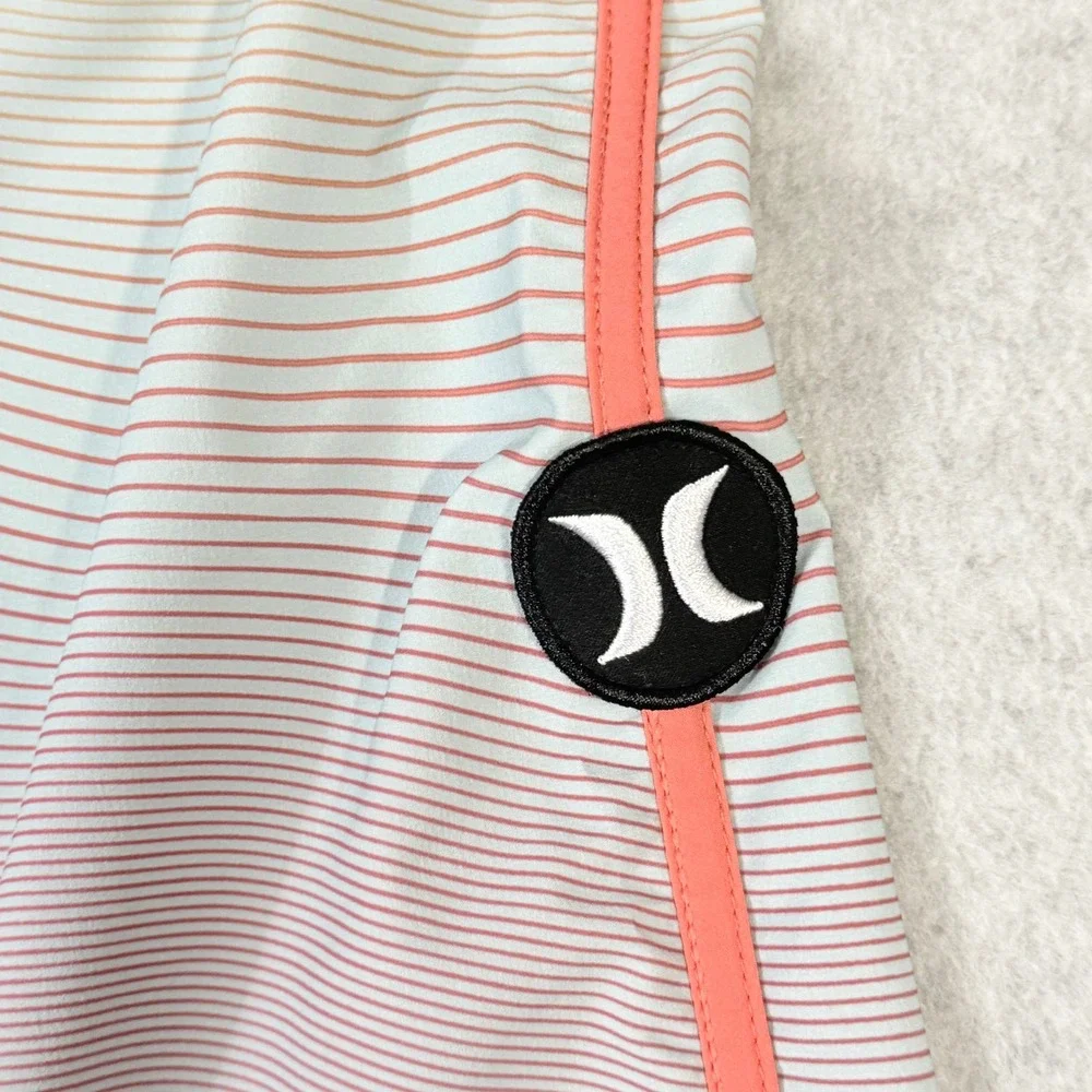 Hurley Phantom Mens Board Shorts Size 40 Coral Blue Wavy Stripe Swim Trunks